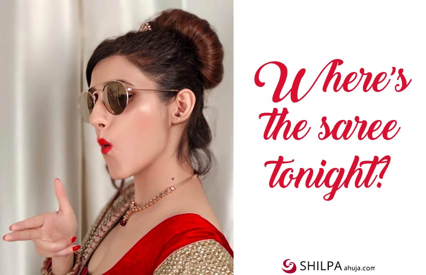 red saree captions-for-instagram-attitude traditional dress