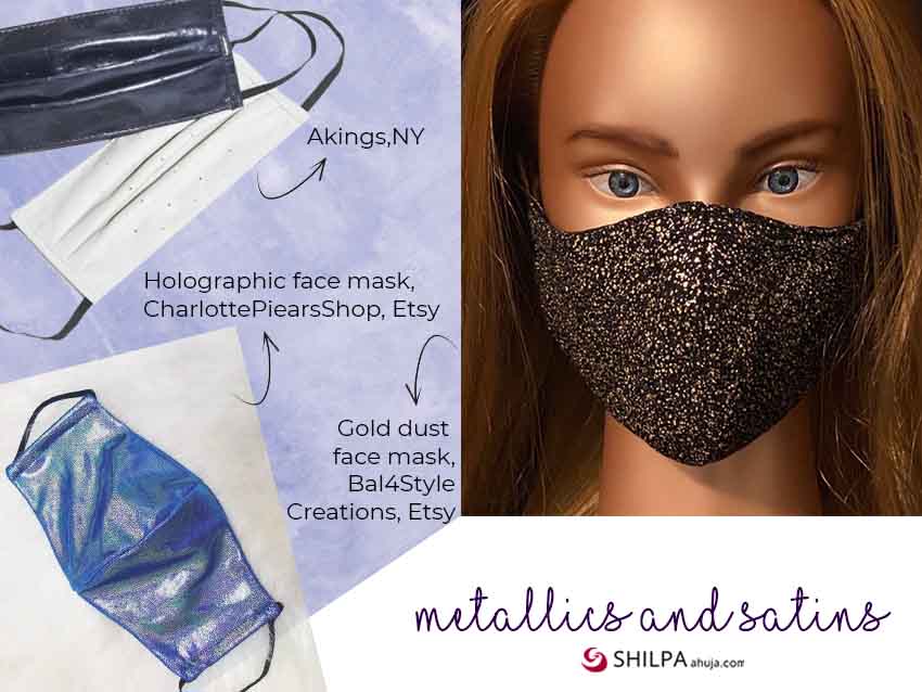 metallic satins face mask trends 2020