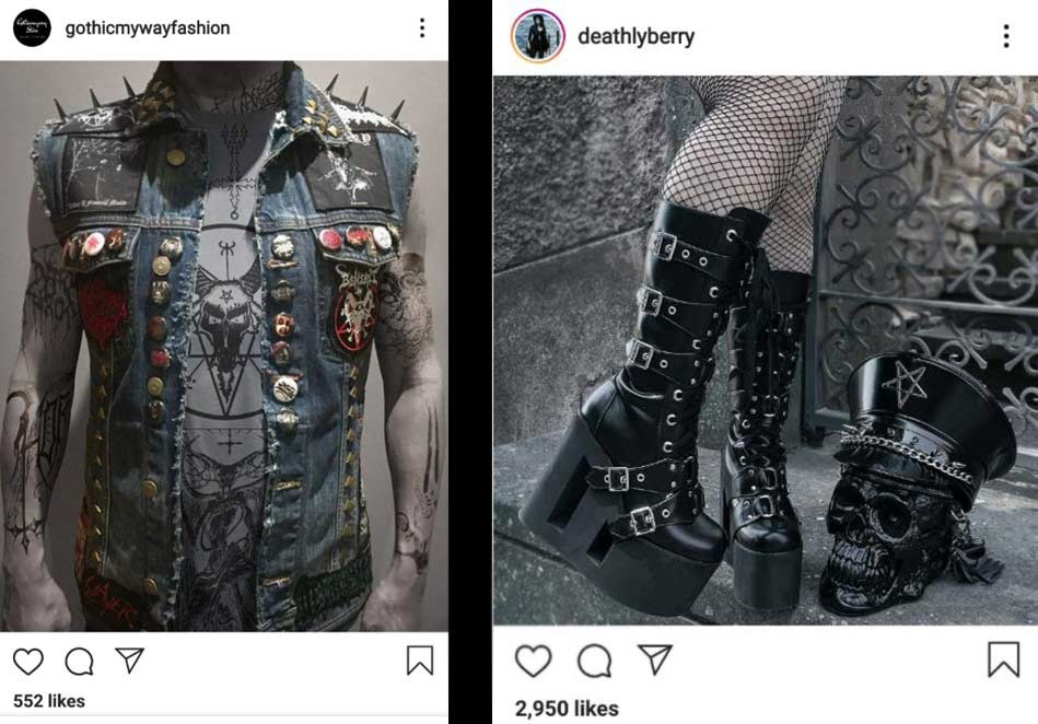 Goth Fashion-denim-jacket-motifs-knee-length-boots