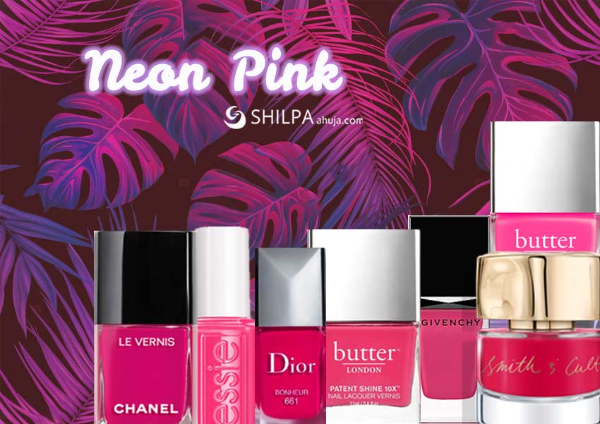 neon-pink-trending nail polish colors-pinkish