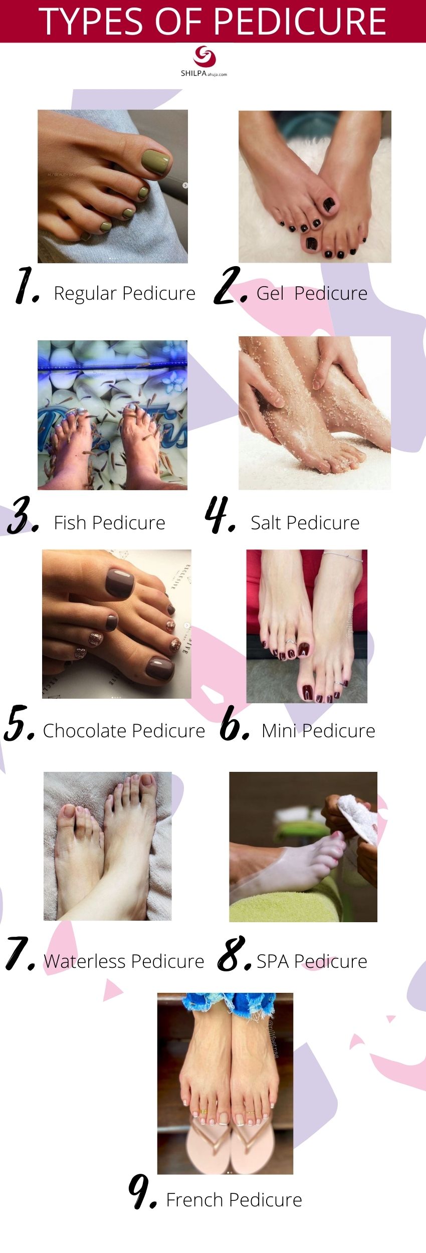 Types of pedicure collage