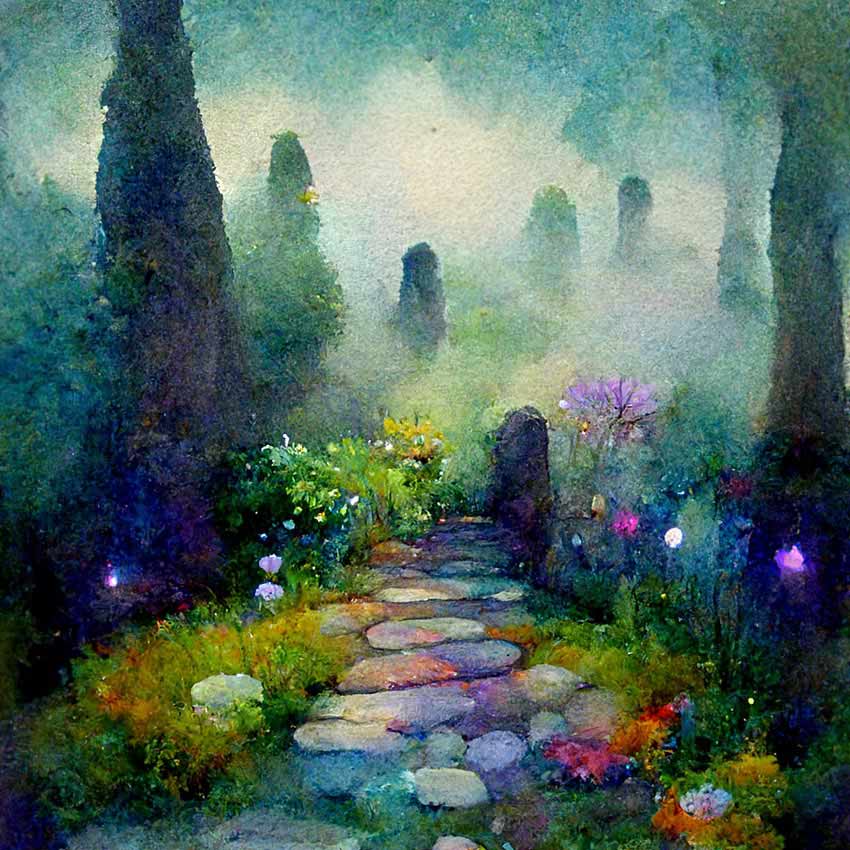 foggy_magical_garden_fantasy_art_watercolor-painting-ai-generated