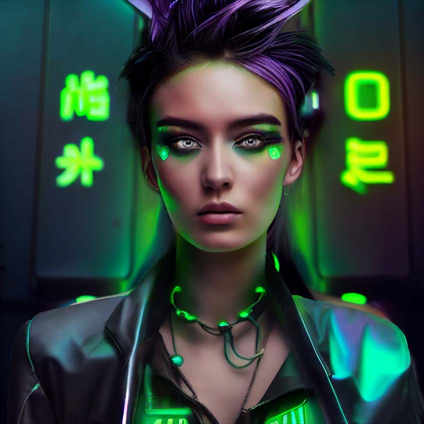 Cyberpunk Aesthetic Hairstyle and Makeup Look