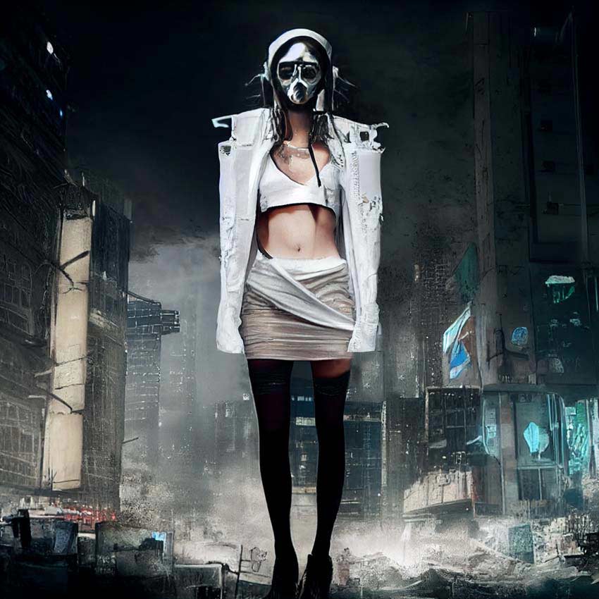 Post apocalyptic Fashion Outfit High Boots and Face Gear