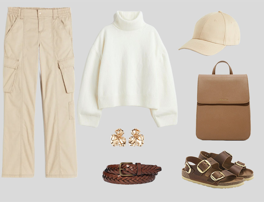 white-turtleneck- cargo pants-understated-winter-outfit